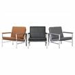 Studio Designs Home Atlas Leather and Metal Accent Chair in Caramel/Chrome