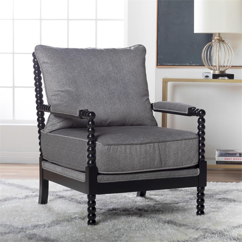 Studio Designs Home Upholstered Colonnade Spindle Wood Accent Chair in Pewter | Cymax Business