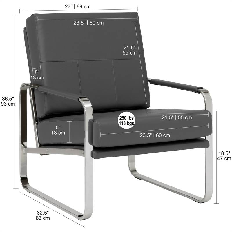 Studio Designs Home Allure 2-Piece Accent Chair and Ottoman Set in Smoke Grey