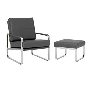 Studio Designs Home Allure 2-Piece Accent Chair and Ottoman Set in Smoke Grey