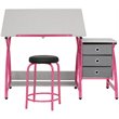Studio Designs Comet Center Plus Drawing Table with Stool in Pink and Gray