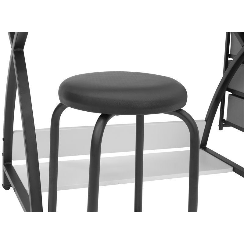 Studio Designs Comet Center Plus Drawing Table with Stool in Black and White