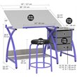 Studio Designs Comet Center Plus Drawing Table with Stool in Purple and Gray