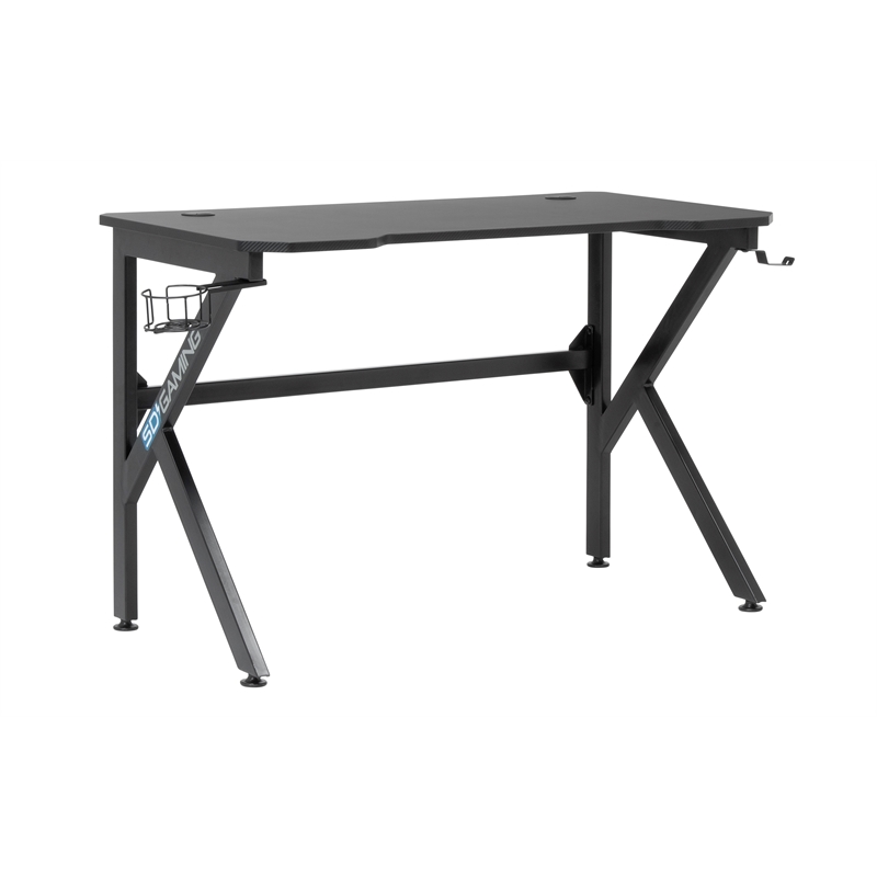 Studio Designs Saga Black Metal Gaming Desk with Cup Holder