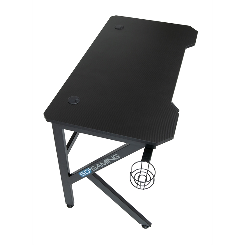 Studio Designs Saga Black Metal Gaming Desk with Cup Holder