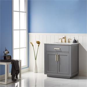 Ivy 30&quot Marble Countertop Single Vanity w/o Mirror Gray