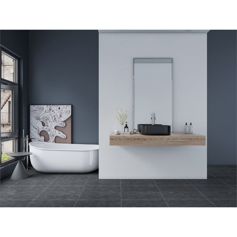 16 x 16 in. Square Matte Black Finish Ceramic Bathroom Vessel Sink