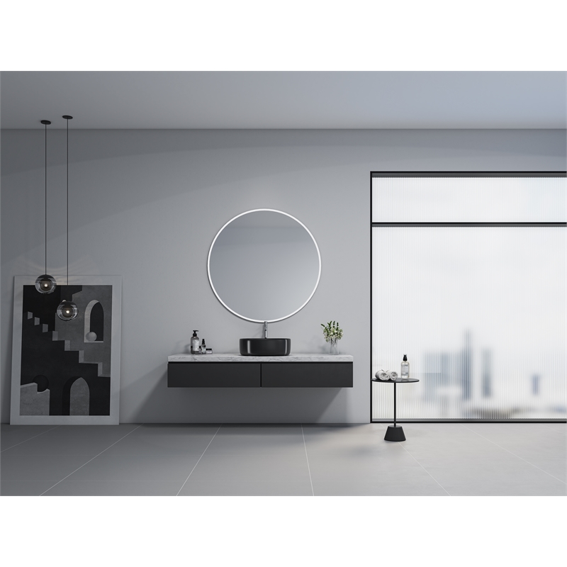 16 x 16 in. Square Matte Black Finish Ceramic Bathroom Vessel Sink