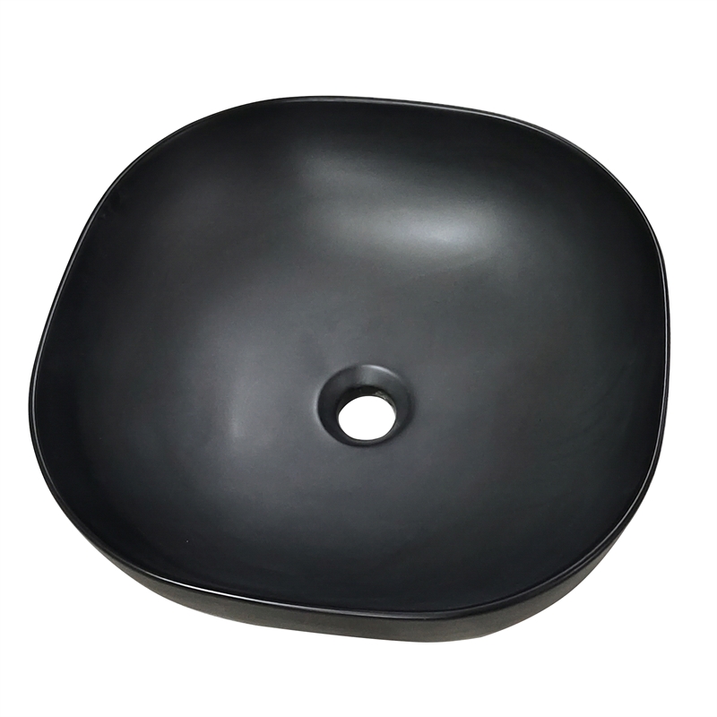 16 x 16 in. Square Matte Black Finish Ceramic Bathroom Vessel Sink