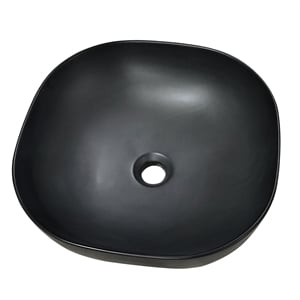 16 x 16 in. Square Matte Black Finish Ceramic Bathroom Vessel Sink