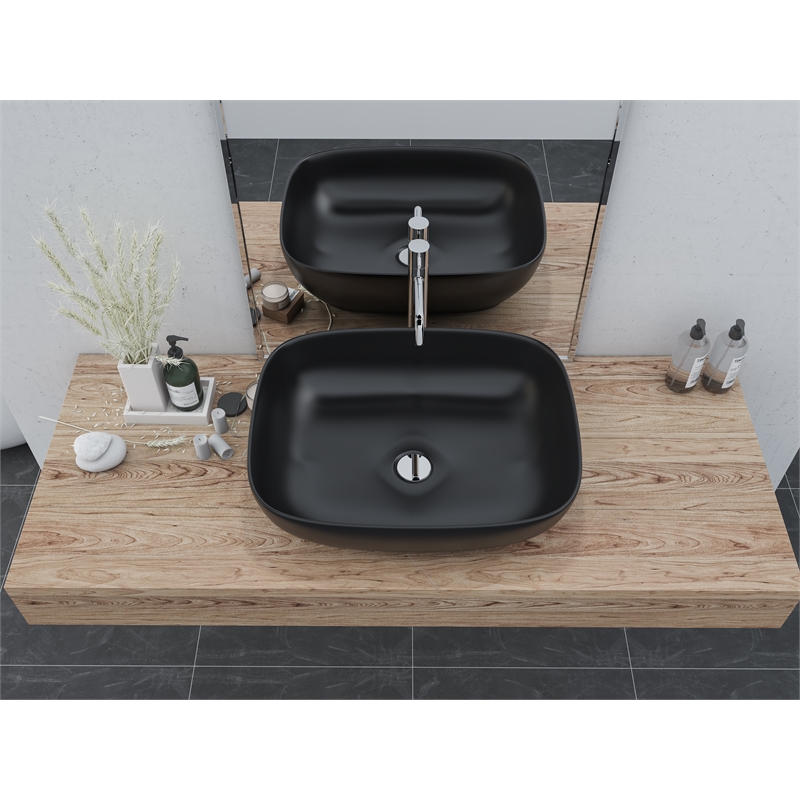 20 x 16 in. Oval Black Finish Ceramic Vessel Bathroom Vessel Sink