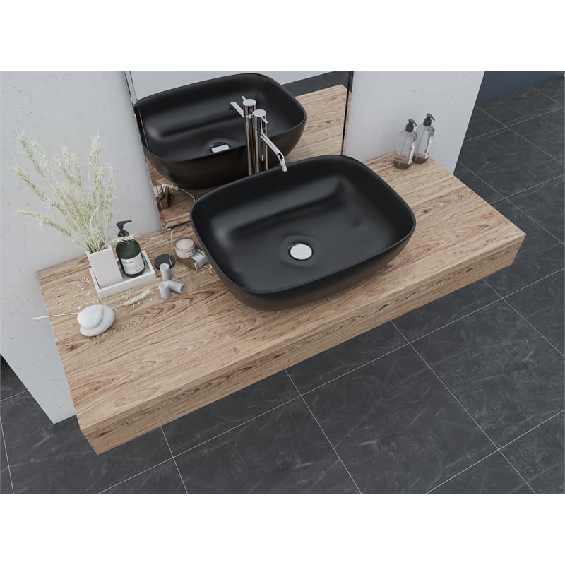 20 x 16 in. Oval Black Finish Ceramic Vessel Bathroom Vessel Sink