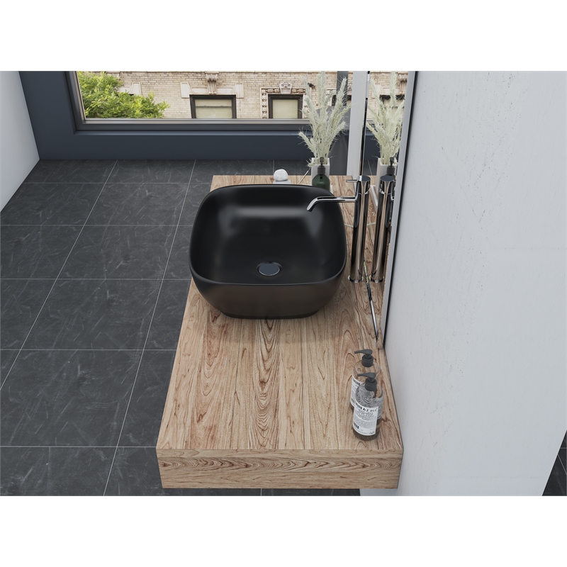 20 x 16 in. Oval Black Finish Ceramic Vessel Bathroom Vessel Sink