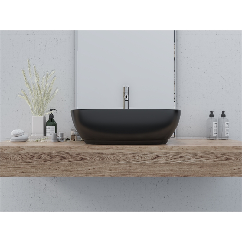20 x 16 in. Oval Black Finish Ceramic Vessel Bathroom Vessel Sink
