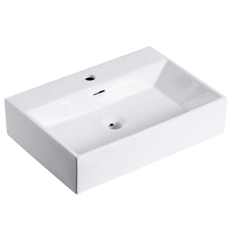 24 x 16.5 in. Rectangular White Ceramic Vessel Bathroom Vessel Sink