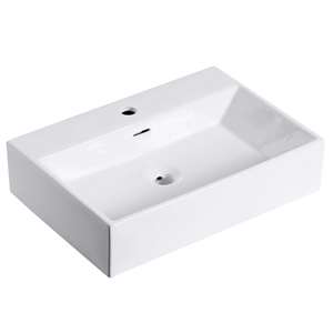 24 x 16.5 in. Rectangular White Ceramic Vessel Bathroom Vessel Sink