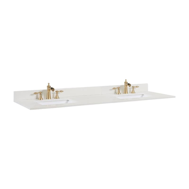 73 in. Composite Stone Double Vanity Top in Milano White with White Basins