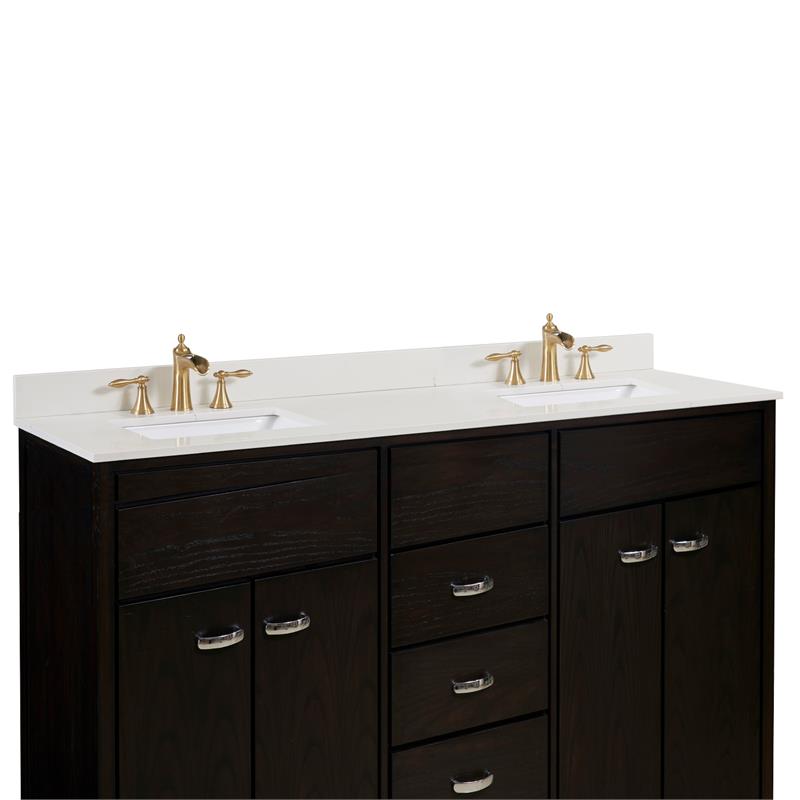 73 in. Composite Stone Double Vanity Top in Milano White with White Basins