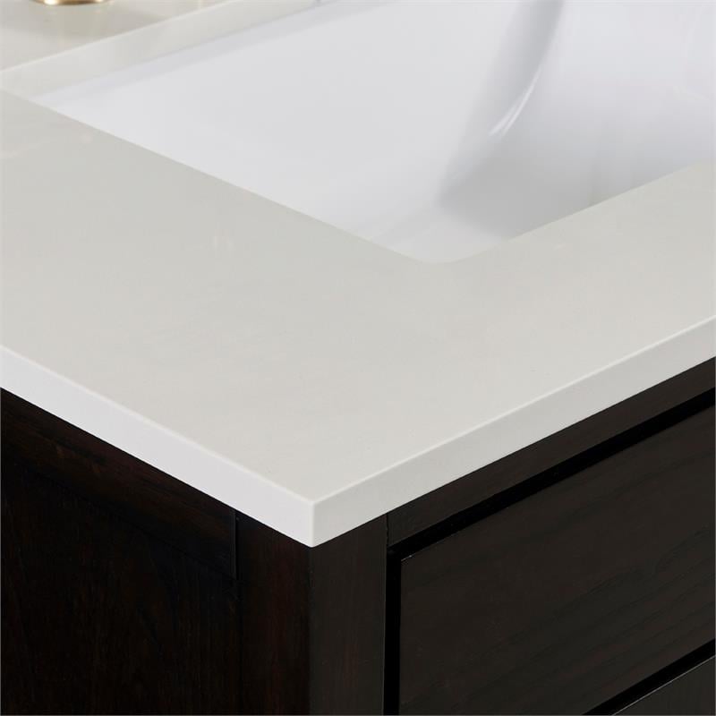 73 in. Composite Stone Double Vanity Top in Milano White with White Basins