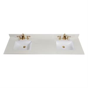 73 in. Composite Stone Double Vanity Top in Milano White with White Basins