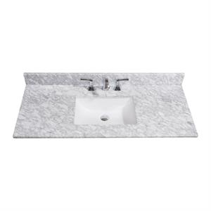 49 in. natural marble vanity top in carrara white with white basin