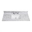 49 in. Natural Marble Vanity Top in Carrara White with White Basin