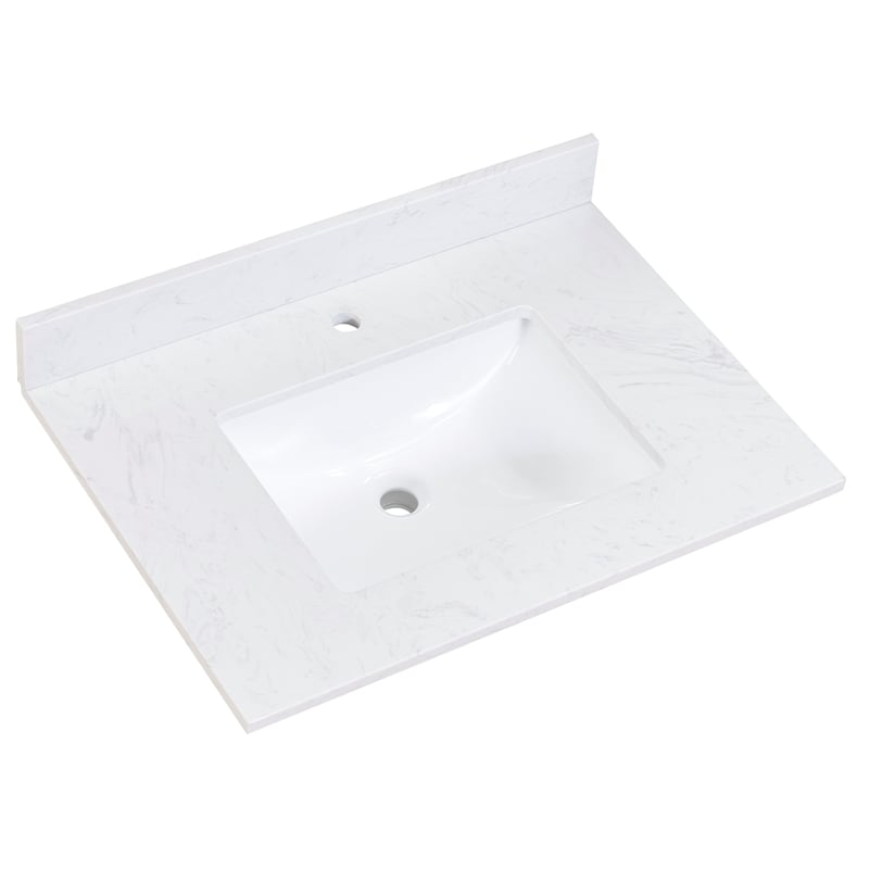31 in. Composite Stone Vanity Top in White with White Single Basin