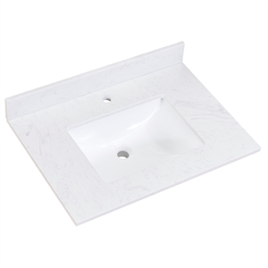 31 in. composite stone vanity top in white with white single basin