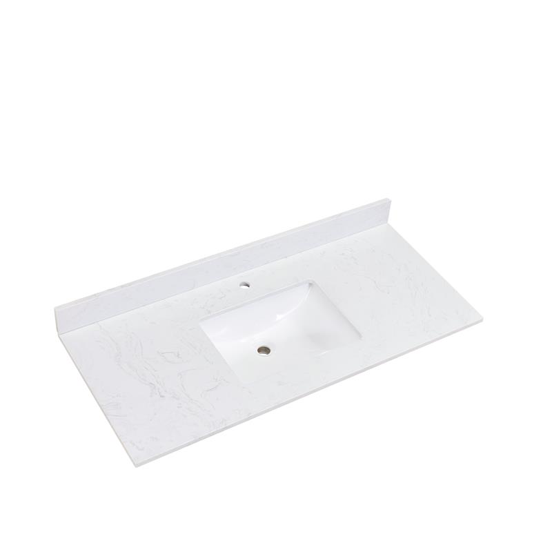 49 in. Composite Stone Single Basin Vanity Top in White with White Basin