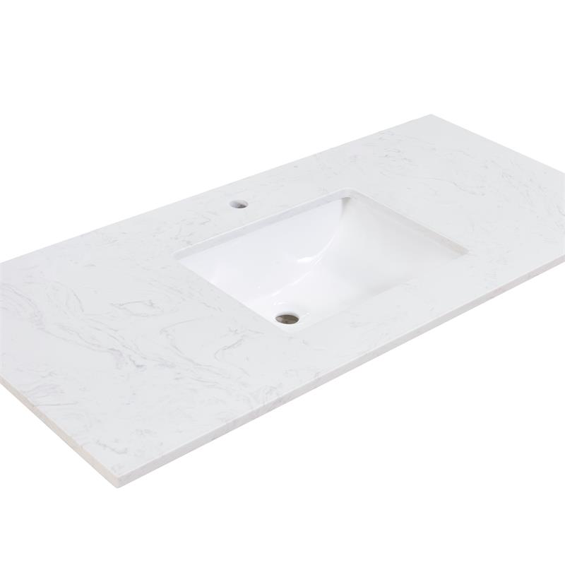 49 in. Composite Stone Single Basin Vanity Top in White with White Basin
