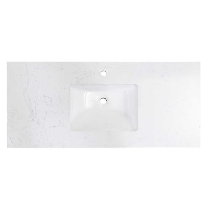 49 in. Composite Stone Single Basin Vanity Top in White with White Basin