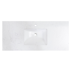 49 in. composite stone single basin vanity top in white with white basin