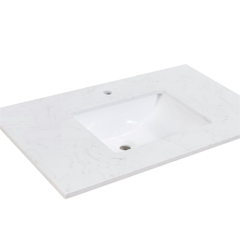 49 in. Composite Stone Single Basin Vanity Top in White with White Basin