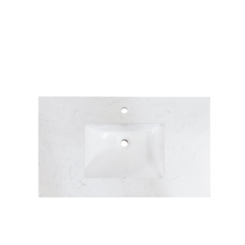 49 in. Composite Stone Single Basin Vanity Top in White with White Basin