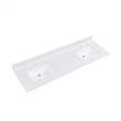 73 in. Composite Stone Double Basin Vanity Top in White with White Basins