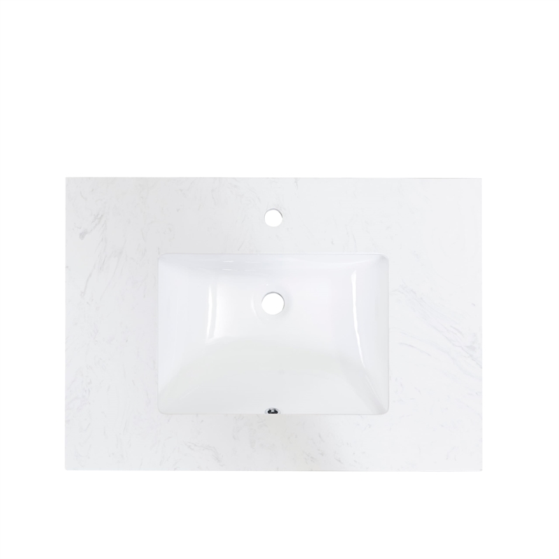 73 in. Composite Stone Double Basin Vanity Top in White with White Basins