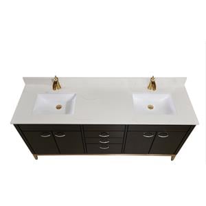 73 in. Composite Stone Double Vanity Top Milano White