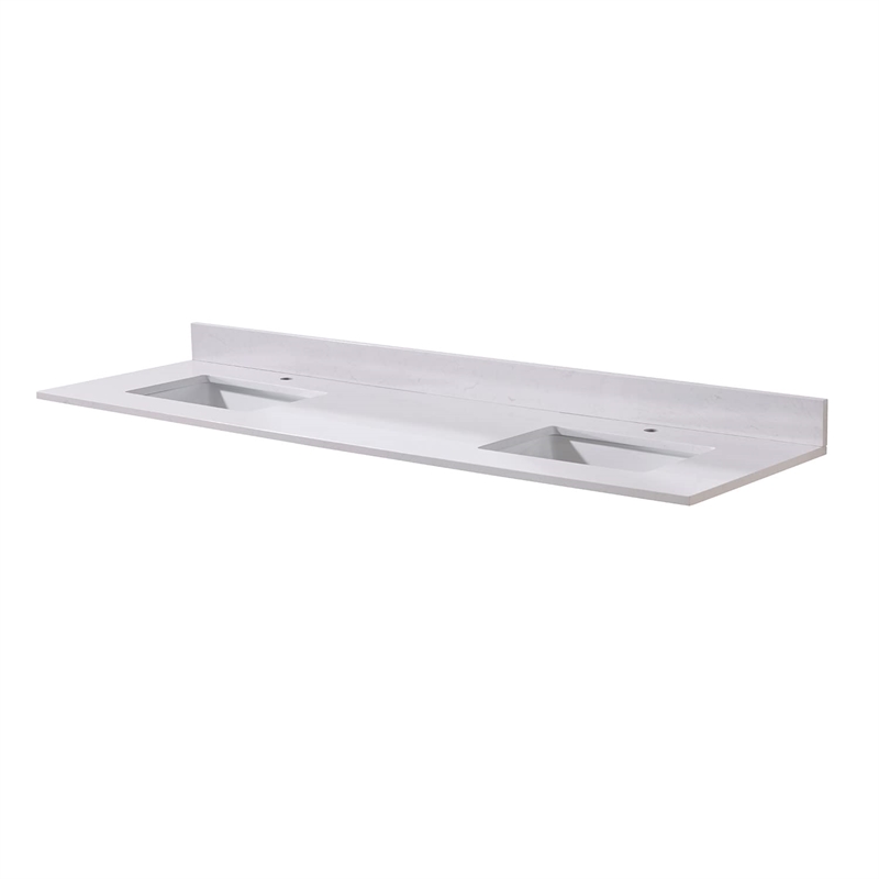 73 in. Composite Stone Double Vanity Top in Jazz White