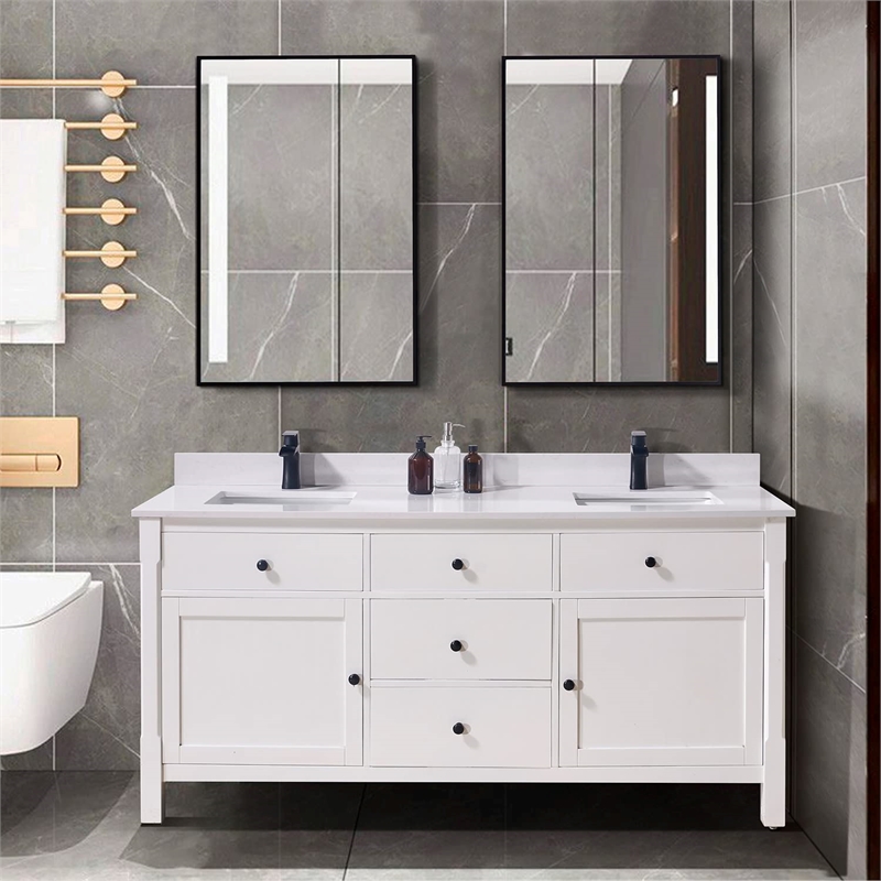 73 in. Composite Stone Double Vanity Top in Jazz White