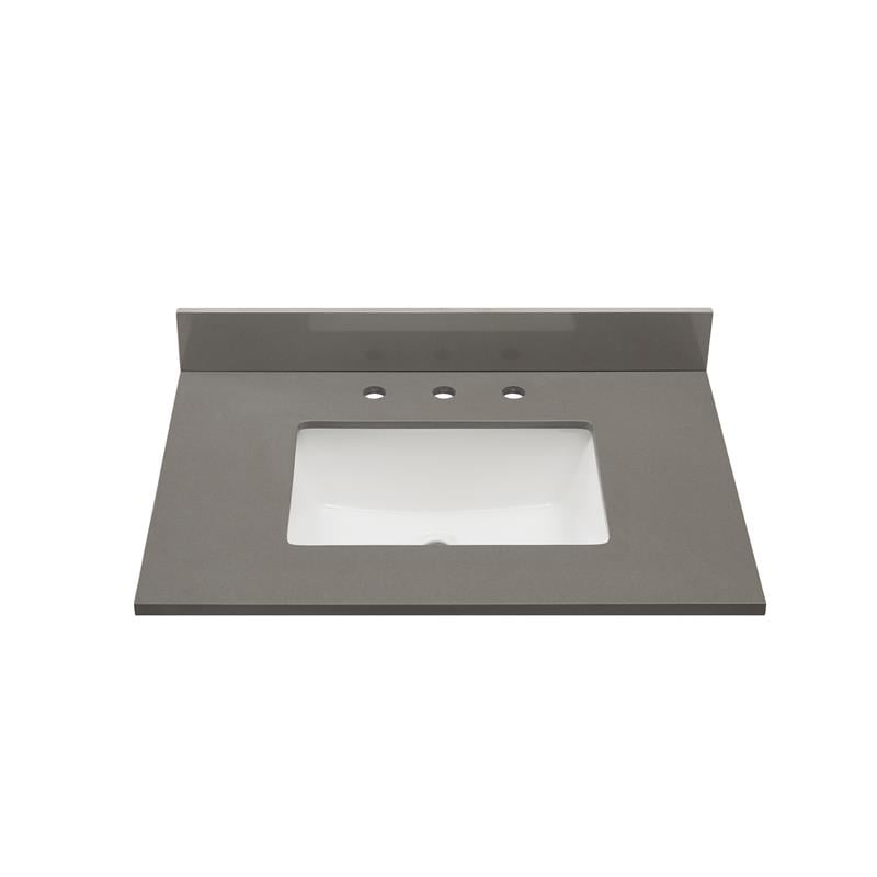 31 in. Composite Stone Vanity Top in Concrete Gray with White Basin
