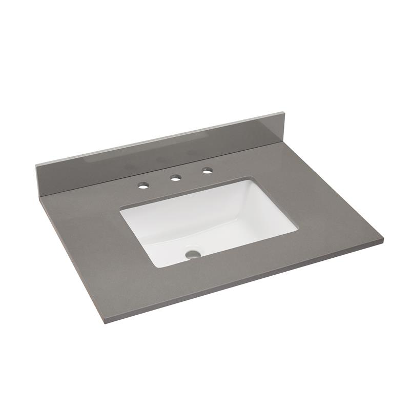 31 in. Composite Stone Vanity Top in Concrete Gray with White Basin