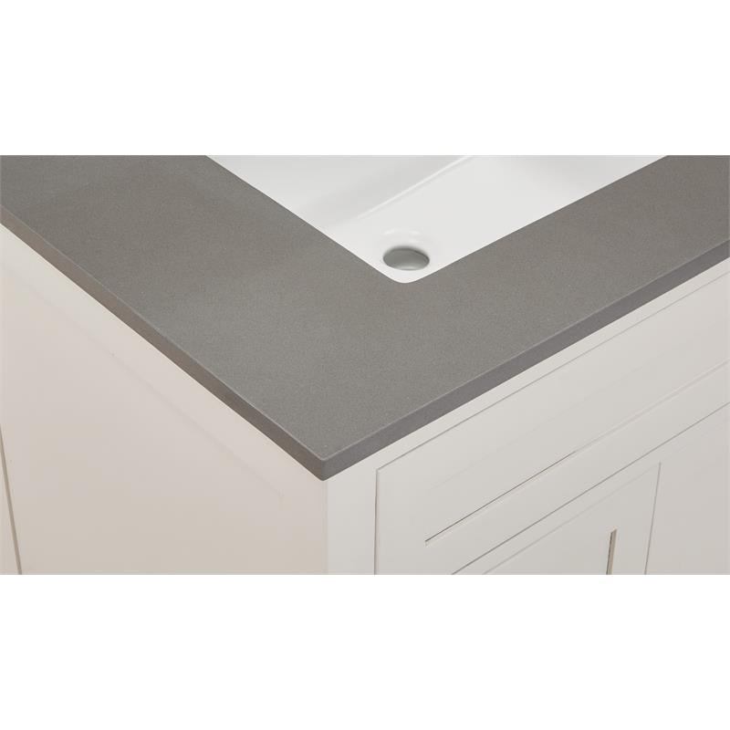 31 in. Composite Stone Vanity Top in Concrete Gray with White Basin