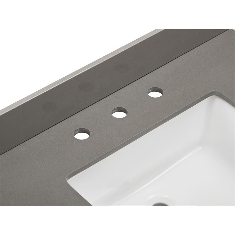 31 in. Composite Stone Vanity Top in Concrete Gray with White Basin
