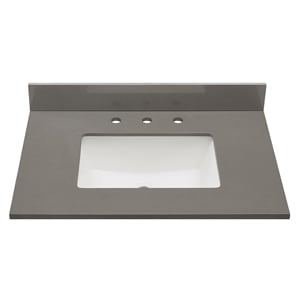 31 in. Composite Stone Vanity Top in Concrete Gray with White Basin