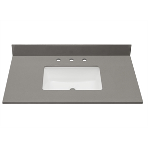 37 in. composite stone vanity top in concrete gray with white basin