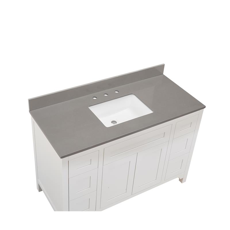 49 in. Composite Stone Vanity Top in Concrete Gray with White Basin