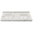 61 in. Composite Stone Apron Vanity Top in Calacatta White with White Basins