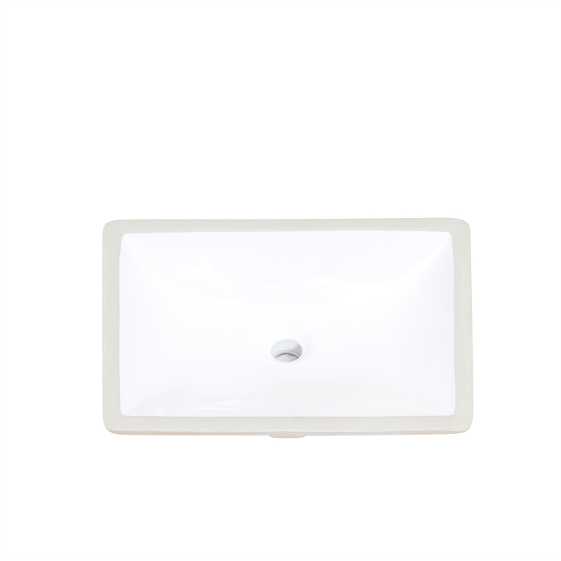 20 in. Rectangular White Finish Ceramic Undermount Vanity Sink