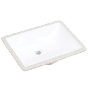 20 in. Rectangular White Finish Ceramic Undermount Vanity Sink