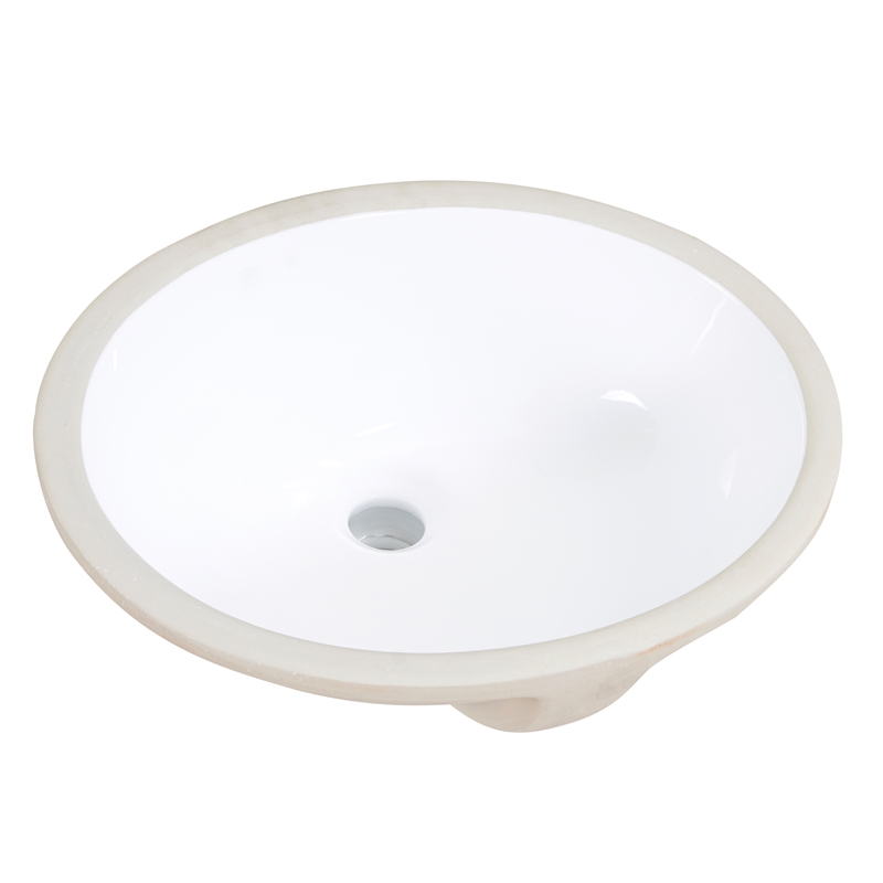 20 in. Oval White Finish Ceramic Undermount Vanity Sink